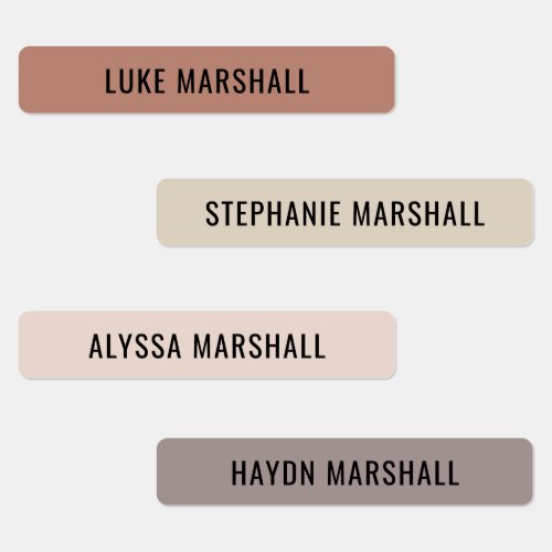 Warm Neutral Color Coded Kids Waterproof Name Labels Warm Neutral Color Coded Kids Waterproof Name Labels