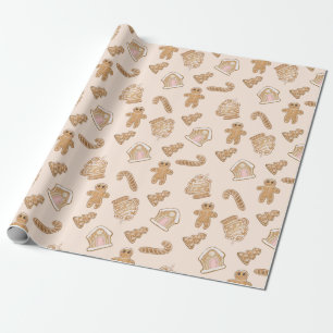 Warm Neutral Colors, Gingerbread Sugar Cookies Wrapping Paper