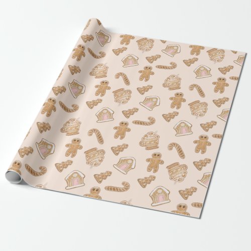 Warm Neutral Colors Gingerbread Sugar Cookies Wrapping Paper