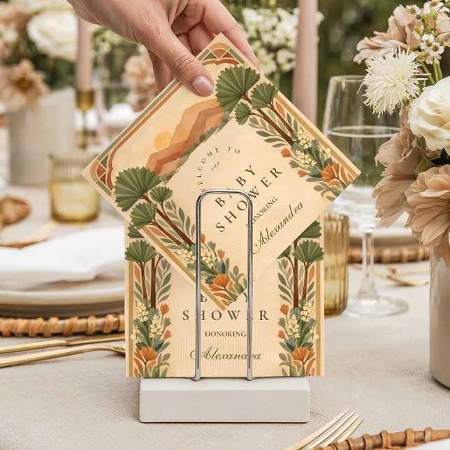 Warm Neutral Desert Canyon Botanicals Baby Shower Napkins (Creator Uploaded)