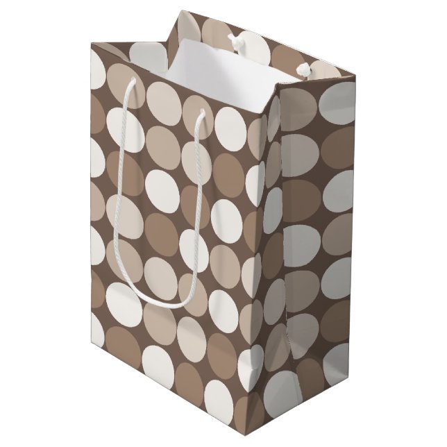 Warm Neutral Earth Geometric Circles  Medium Gift Bag (Front Angled)