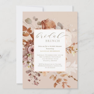 Warm Neutral Floral Bridal Brunch Shower Invitation