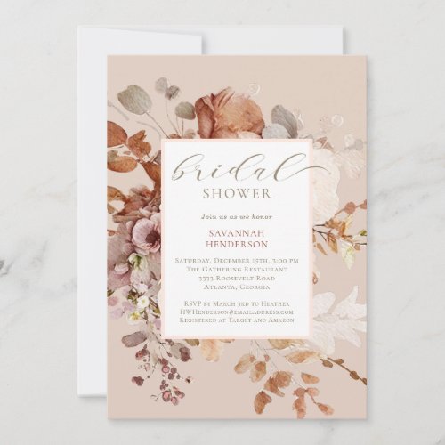 Warm Neutral Floral Bridal Shower Invitation
