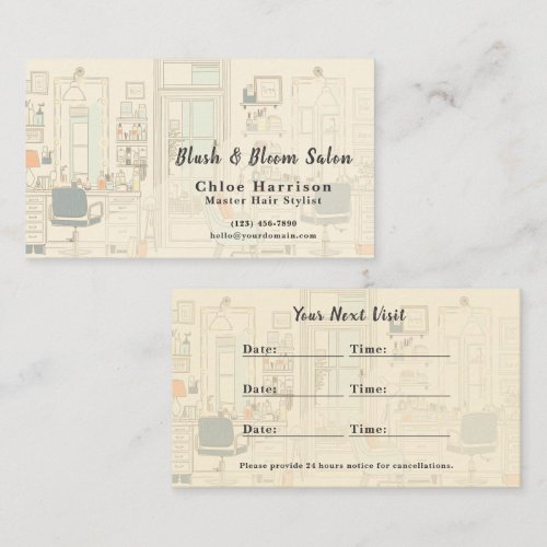 Warm Neutral Hair Salon Appointment Card &amp;