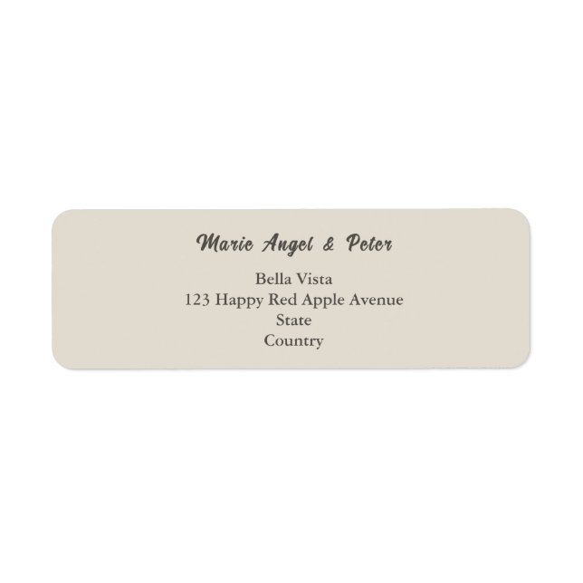 Warm Neutral Lettering Wedding Return Address Label (Front)