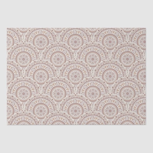 Warm Neutrals Cafe Ombre Dot Mandala Art Deco Tissue Paper (Front)