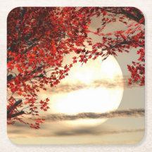 Warm night under the red tree - Digital Art