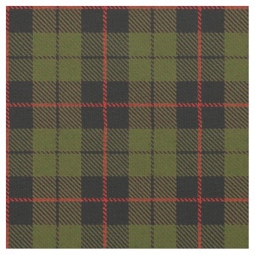 Warm O.D. green plaid red, black stripe Fabric