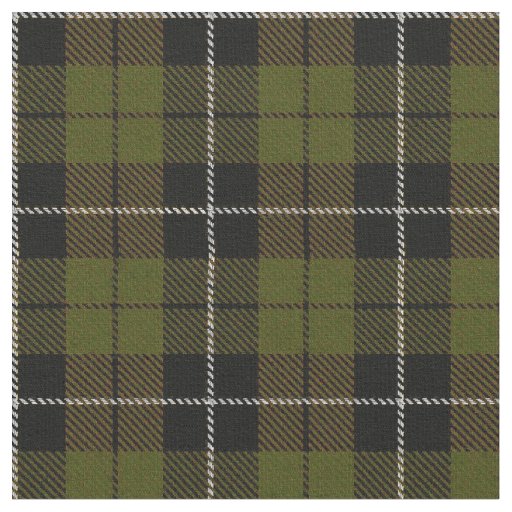 Warm O.D. green plaid white, black stripe Fabric