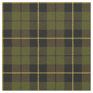 Warm O.D. green plaid yellow/gold, black stripe Fabric