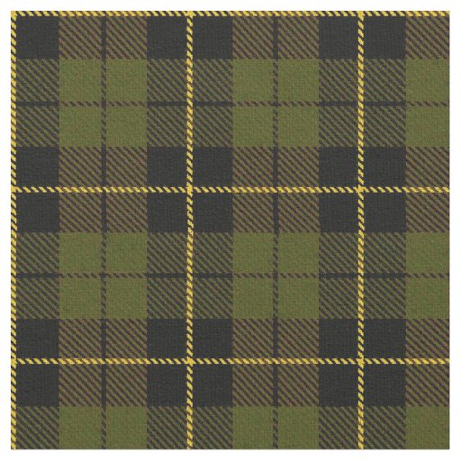 Warm O.D. green plaid yellow/gold, black stripe Fabric