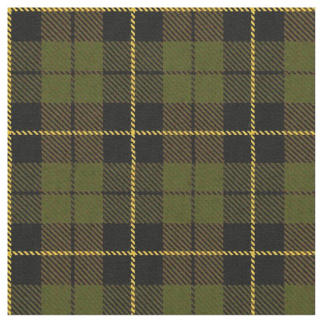 Warm O.D. green plaid yellow/gold, black stripe Fabric (Close Up)