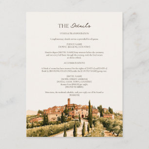 Warm Ochre Tuscan Hill Town Italy Wedding Details Enclosure Card