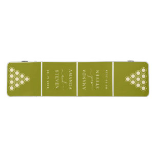 Warm Olive Couple Names with Wedding Date Beer Pong Table