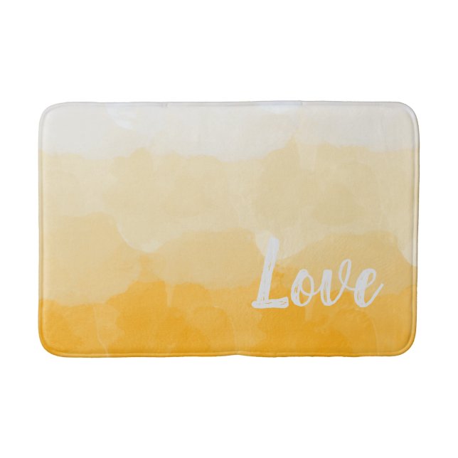 Warm Ombre Love Script Art Bath Mat (Front)