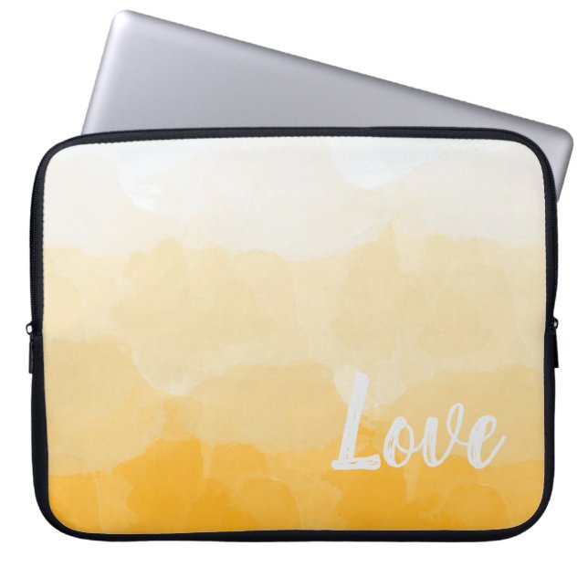 Warm Ombre Love Script Art Laptop Sleeve (Front)
