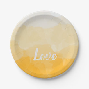 Warm Ombre Love Script Art Paper Plates