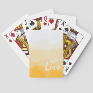 Warm Ombre Love Script Art Poker Cards