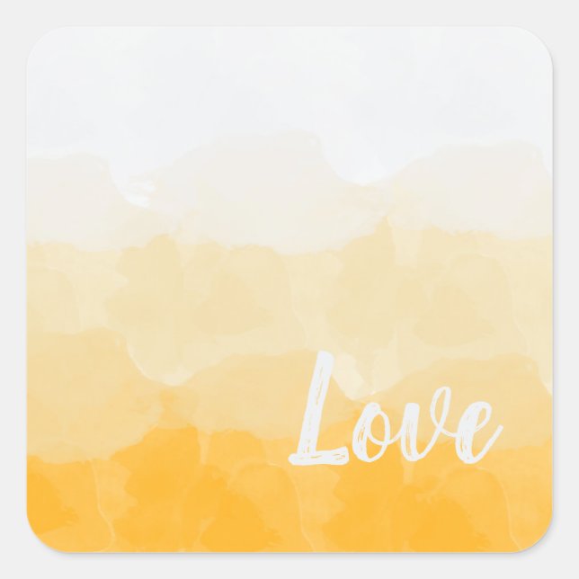 Warm Ombre Love Script Art Square Sticker (Front)