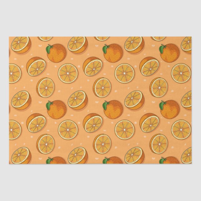 Warm Orange Citrus Fruit Seamless Pattern Tissue Paper (Front)