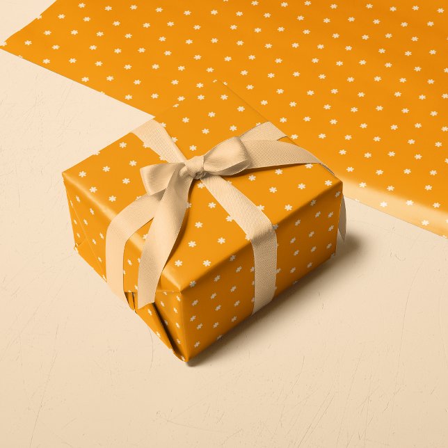 Warm Orange Ditsy Flower Polka Dots Pattern Wrapping Paper (Warm Orange Ditsy Flower Polka Dots Pattern Wrapping Paper)