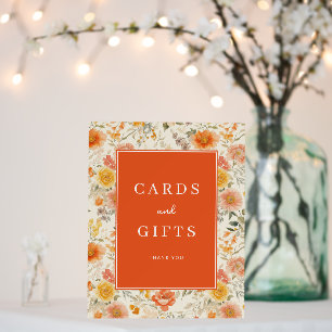 Warm Orange Floral Vintage Border Foam Board