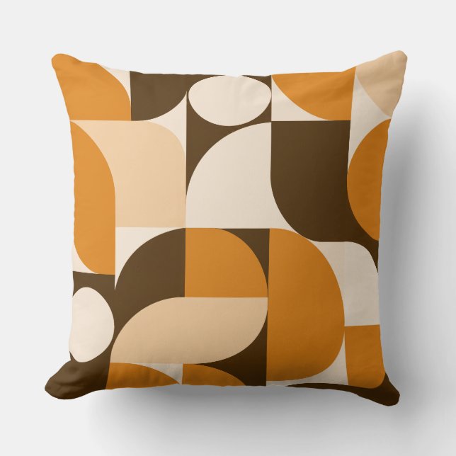 Warm Orange Geometric Composition Throw Pillow (Front)