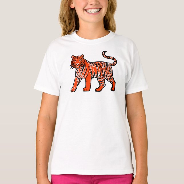 Warm Orange Tiger Kids T-Shirt – Cute Wild Animal  (Front)