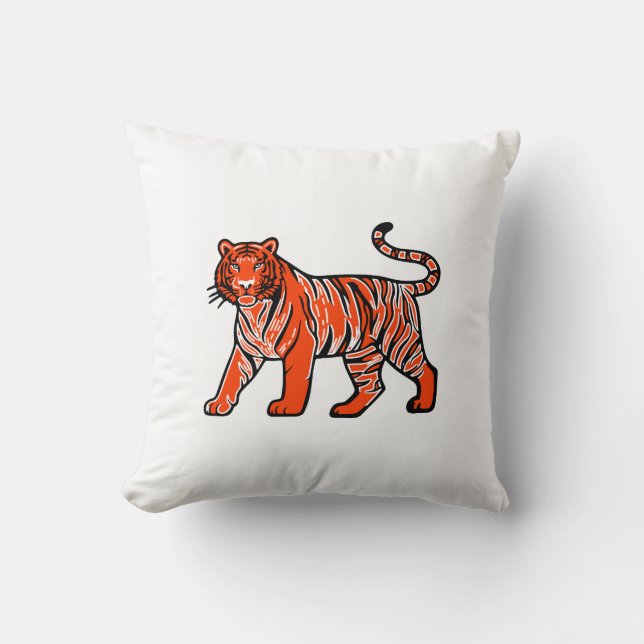 Warm Orange Tiger  Throw Pillow (Front)