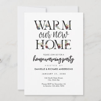 WARM OUR NH Black and White House Warming Party Invitation