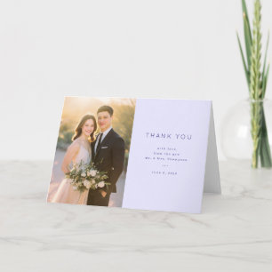 Warm Pale Blue Minimalist Photo Thank You Card