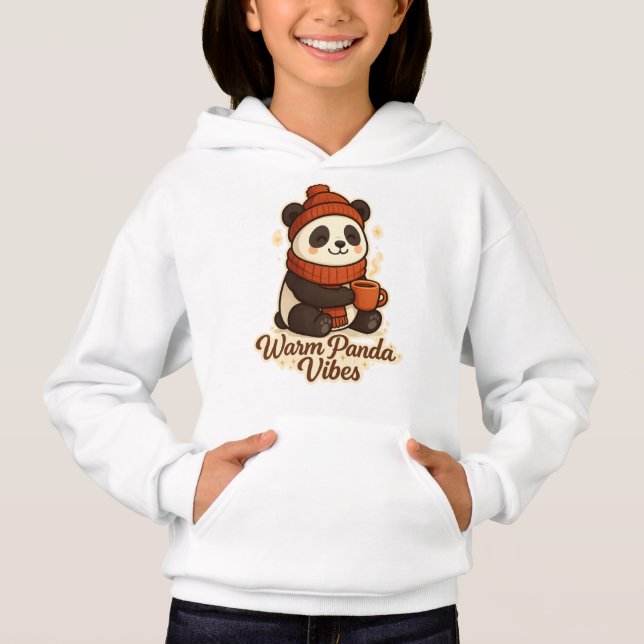 Warm Panda Vibes – Cozy Cute Panda Kids Hoodie (Front)