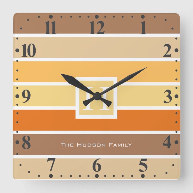 Warm Pastel Autumn Color Palette | Personalized Square Wall Clock (Front)