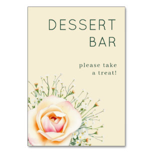Warm Pastel Botanical Rose Illustration Table Number