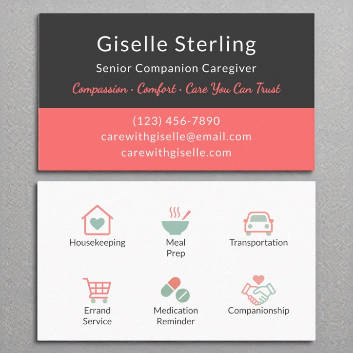 Warm Pastel Caregiver And Companion Service Business Card