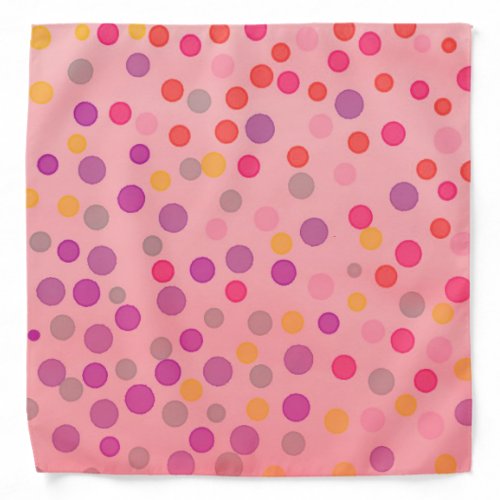 Warm pastel pink multicolor dots bandana