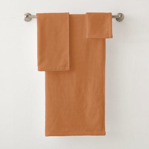 Warm Peach Caramel Solid Color Print Neutral Bath Towel Set