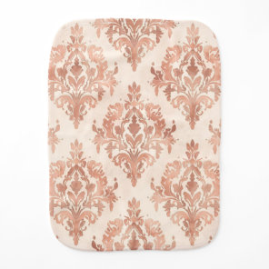 Warm Peach Damask Watercolor Ornamental Pattern Baby Burp Cloth