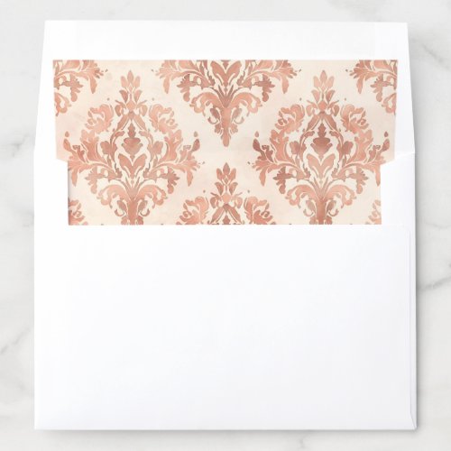 Warm Peach Damask Watercolor Ornamental Pattern Envelope Liner