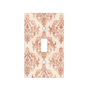 Warm Peach Damask Watercolor Ornamental Pattern Light Switch Cover