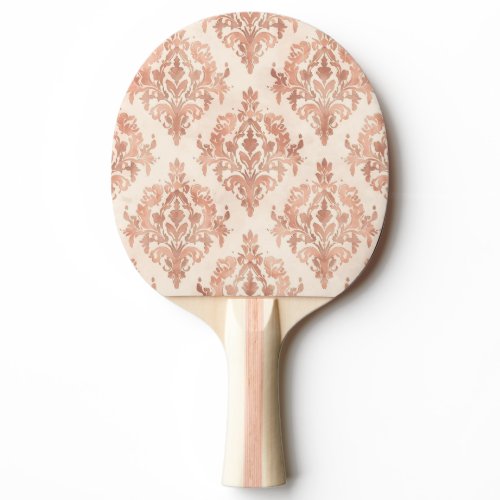 Warm Peach Damask Watercolor Ornamental Pattern Ping Pong Paddle