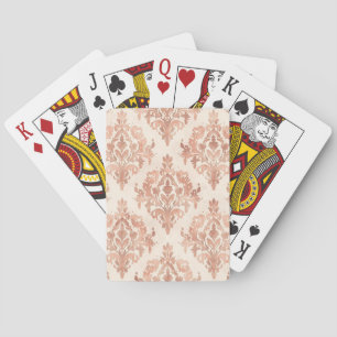 Warm Peach Damask Watercolor Ornamental Pattern Poker Cards