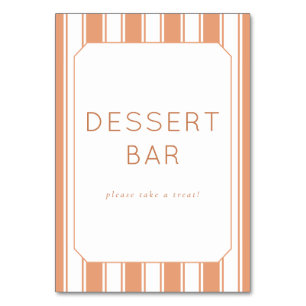 Warm Peach Minimalist Dessert Bar Sign Table Number