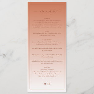 Warm Peach Minimalist Menu