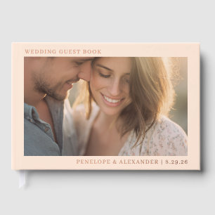 Warm Peach Minimalist Photo Foil Guest Book