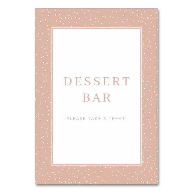 Warm Peach Polka Dot Dessert Bar Sign Table Number (Front)