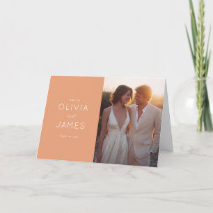 Warm Peach Romantic Photo Thank You Card