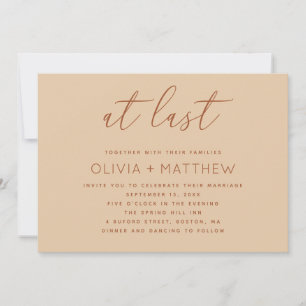 Warm Peach Sand Neutral Wedding Modern QR Code Invitation