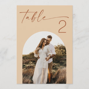 Warm Peach Sand Photo Wedding Table Number 5x7