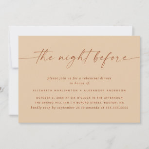 Warm Peach Sand Rehearsal Dinner. The Night Before Invitation